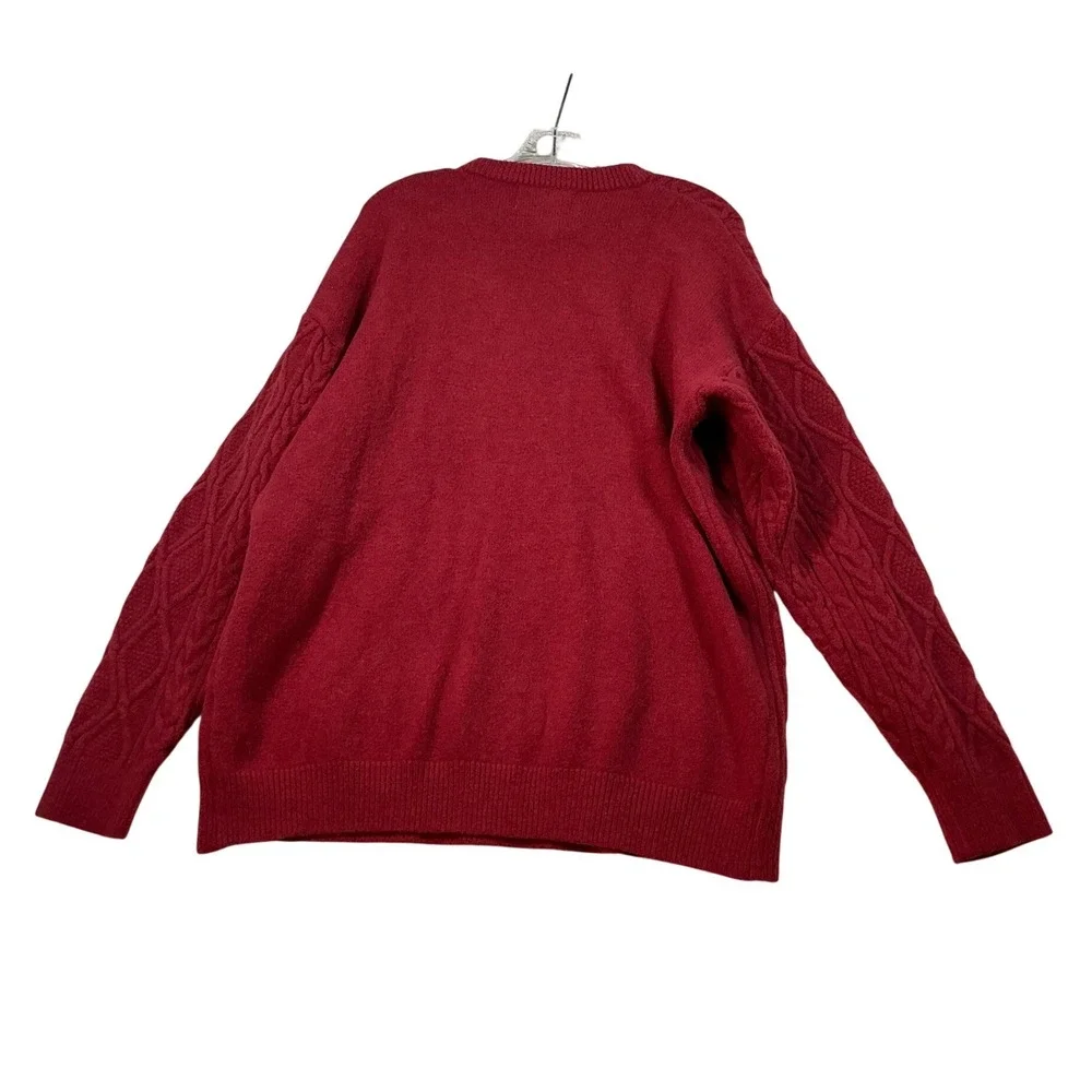 Aelfric Eden‎ Red Cable Knit Sweater Crewneck Oversized Pullover Mens Large NEW